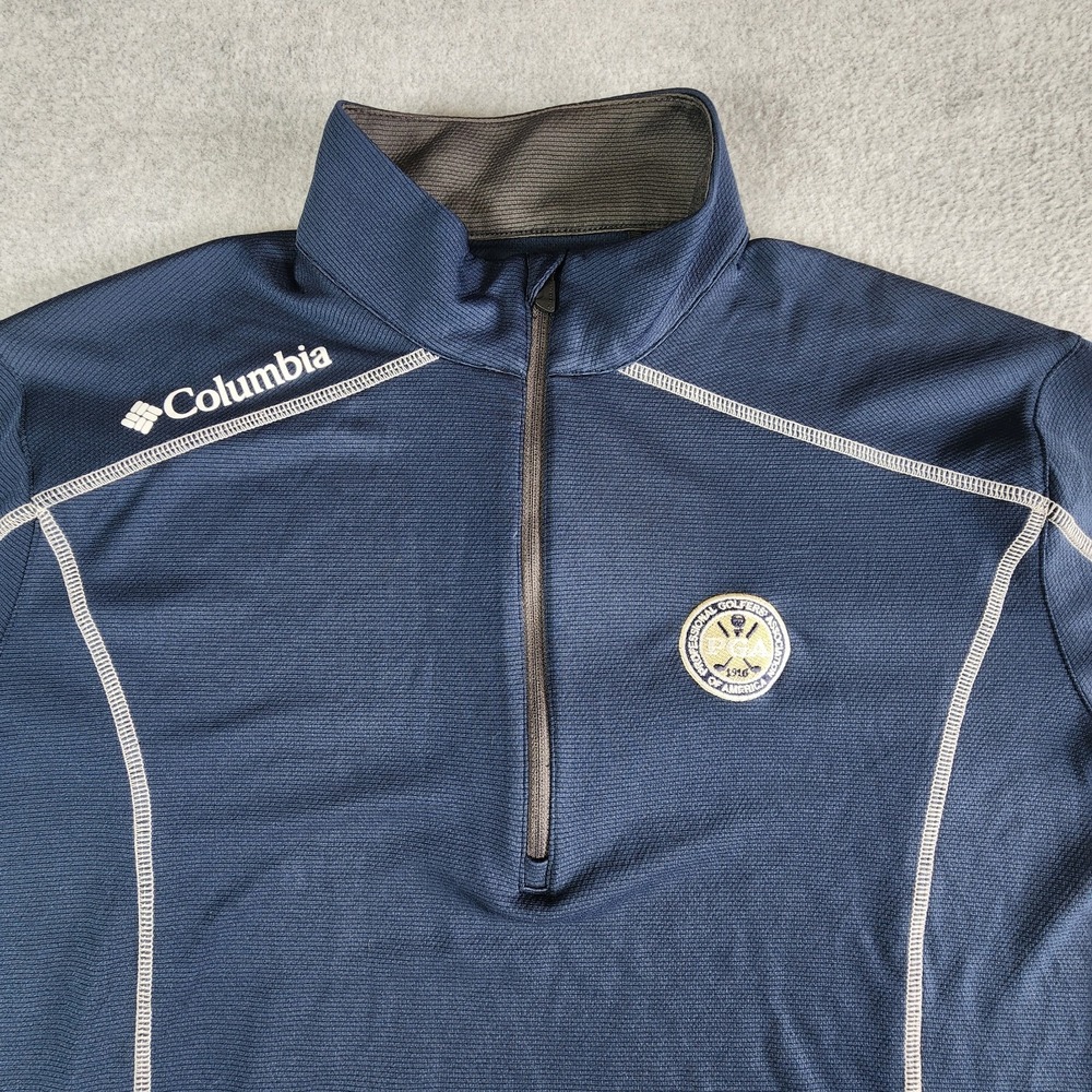 Columbia Golf Omni-Wick Shotgun 1/4 Zip Pullover Mens M Blue PGA Light Jacket